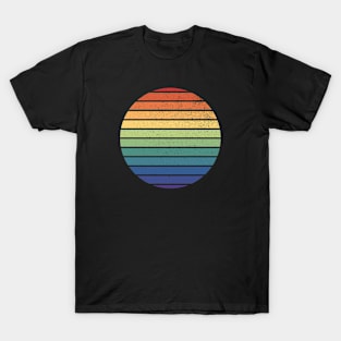 Vintage Distressed Rainbow Abstract Sunset Ocean T-Shirt